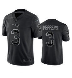 Men New England Patriots 3 Jabrill Peppers Black Reflective Limited Stitched Football Jersey