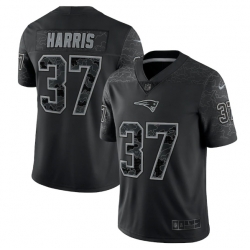 Men New England Patriots 37 Damien Harris Black Reflective Limited Stitched Football Jersey