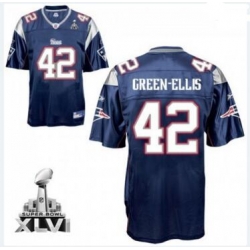 Men New England Patriots #42 Green-Ellis Dark Blue Super Bowl XLVI Embroidered NFL Jersey