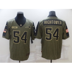 Men New England Patriots #54 Dont'a Hightower Nike Olive 2021 Salute To Service Limited Jersey