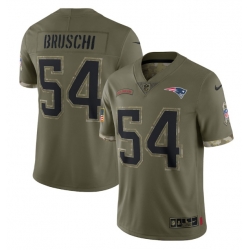 Men New England Patriots 54 Tedy Bruschi Olive 2022 Salute To Service Limited Stitched Jersey