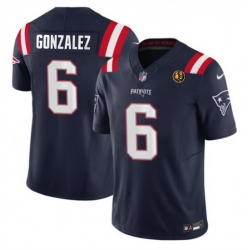 Men New England Patriots 6 Christian Gonzalez Navy 2023 F U S E  With John Madden Patch Vapor Limited Stitched Football Jersey
