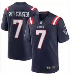Men New England Patriots 7 JuJu Smith Schuster Navy Stitched Game Jersey