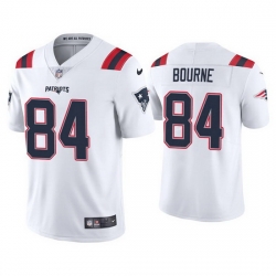 Men New England Patriots 84 Kendrick Bourne 2021 White Vapor Untouchable Limited Stitched Jersey