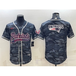 Men New England Patriots Grey Camo Team Big Logo With Patch Cool Base Stitched Baseball Jersey