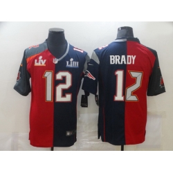 Men Nike Tampa Bay Buccaneers  26 New England Patriots 12 Tom Brady Men Red Navy Blue Limited NFL 2020 2021 super bowl Jersey