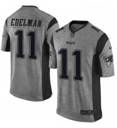 Mens Nike New England Patriots 11 Julian Edelman Limited Gray Gridiron NFL Jersey