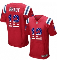 Mens Nike New England Patriots 12 Tom Brady Elite Red Alternate USA Flag Fashion NFL Jersey