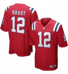 Mens Nike New England Patriots 12 Tom Brady Game Red Alternate NFL Jersey