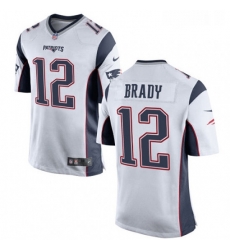 Mens Nike New England Patriots 12 Tom Brady Game White NFL Jersey