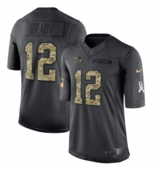 Mens Nike New England Patriots 12 Tom Brady Limited Black 2016 Salute to Service NFL Jersey