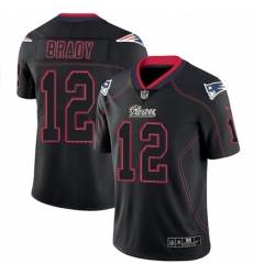 Mens Nike New England Patriots 12 Tom Brady Limited Lights Out Black Rush NFL Jersey