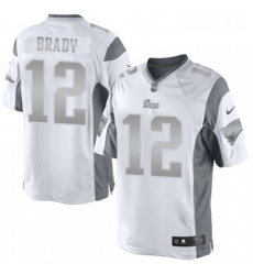 Mens Nike New England Patriots 12 Tom Brady Limited White Platinum NFL Jersey