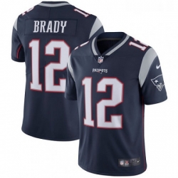 Mens Nike New England Patriots 12 Tom Brady Navy Blue Team Color Vapor Untouchable Limited Player NFL Jersey