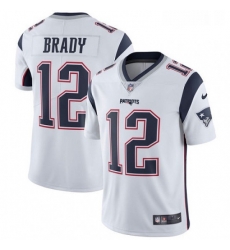Mens Nike New England Patriots 12 Tom Brady White Vapor Untouchable Limited Player NFL Jersey