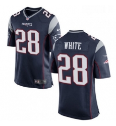 Mens Nike New England Patriots 28 James White Game Navy Blue Team Color NFL Jersey
