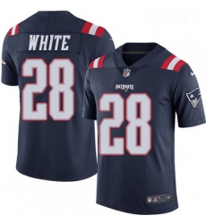Mens Nike New England Patriots 28 James White Limited Navy Blue Rush Vapor Untouchable NFL Jersey