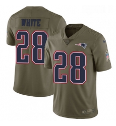 Mens Nike New England Patriots 28 James White Limited Olive 2017 Salute to Service NFL Jersey