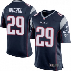 Mens Nike New England Patriots 29 Sony Michel Game Navy Blue Team Color NFL Jersey