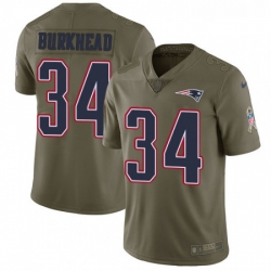 Mens Nike New England Patriots 34 Rex Burkhead Limited Olive 2017 Salute to Service NFL Jersey
