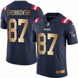 Mens Nike New England Patriots 87 Rob Gronkowski Limited NavyGold Rush NFL Jersey