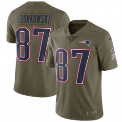 Mens Nike New England Patriots 87 Rob Gronkowski Limited Olive 2017 Salute to Service NFL Jersey
