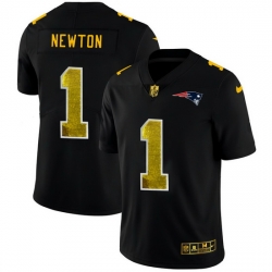 New England Patriots 1 Cam Newton Men Black Nike Golden Sequin Vapor Limited NFL Jersey