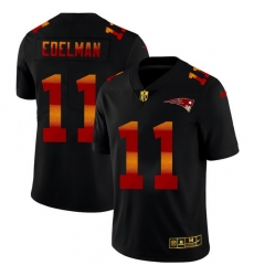 New England Patriots 11 Julian Edelman Men Black Nike Red Orange Stripe Vapor Limited NFL Jersey