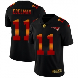 New England Patriots 11 Julian Edelman Men Black Nike Red Orange Stripe Vapor Limited NFL Jersey