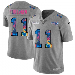 New England Patriots 11 Julian Edelman Men Nike Multi Color 2020 NFL Crucial Catch NFL Jersey Greyheather