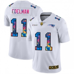 New England Patriots 11 Julian Edelman Men White Nike Multi Color 2020 NFL Crucial Catch Limited NFL Jersey