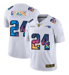 New England Patriots 24 Stephon Gilmore Men White Nike Multi Color 2020 NFL Crucial Catch Limited NFL Jersey