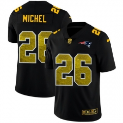 New England Patriots 26 Sony Michel Men Black Nike Golden Sequin Vapor Limited NFL Jersey