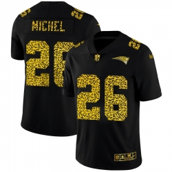 New England Patriots 26 Sony Michel Men Nike Leopard Print Fashion Vapor Limited NFL Jersey Black