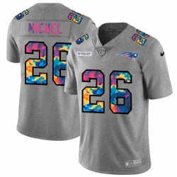 New England Patriots 26 Sony Michel Men Nike Multi Color 2020 NFL Crucial Catch NFL Jersey Greyheather