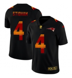 New England Patriots 4 Jarrett Stidham Men Black Nike Red Orange Stripe Vapor Limited NFL Jersey