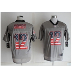 Nike New England Patriots 12 Tom Brady Grey Elite USA Flag Fashion Shadow NFL Jersey
