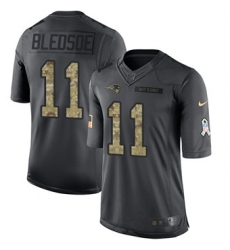 Nike Patriots #11 Drew Bledsoe Black Mens Stitched NFL Limited 2016 Salute To Service Jersey