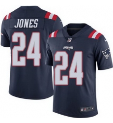 Nike Patriots #24 Cyrus Jones Navy Blue Mens Stitched NFL Limited Rush Jersey