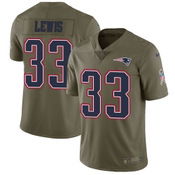 Nike Patriots #33 Dion Lewis Olive Mens Stitched NFL Limited 2017 Salute To Service Jersey