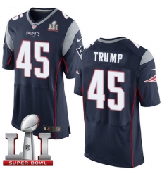 Nike Patriots #45 Donald Trump Navy Blue Team Color Super Bowl LI 51 Mens Stitched NFL Elite Jersey