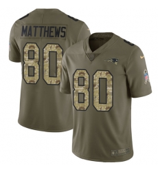 Nike Patriots #80 Jordan Matthews Olive Camo Mens Stitched NFL Limited 2017 Salute To Service Jersey