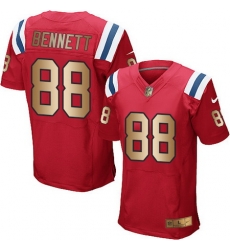 Nike Patriots #88 Martellus Bennett Red Alternate Mens Stitched NFL Elite Gold Jersey