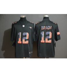 Patriots 12 Tom Brady 2019 Black Salute To Service USA Flag Fashion Limited Jersey