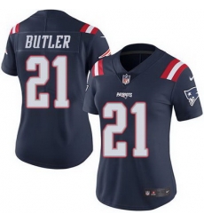 Nike Patriots #21 Malcolm Butler Navy Blue Womens Stitched NFL Limited Rush Jersey