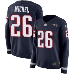 Nike Patriots #26 Sony Michel Navy Blue Team Color Women Stitched Jersey
