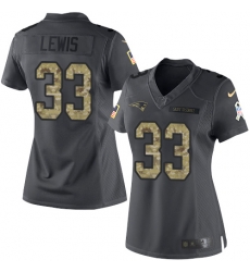 Nike Patriots #33 Dion Lewis Black Womens Stitched NFL Limited 2016 Salute to Service Jersey