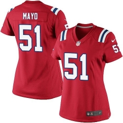 Nike Patriots #51 Jerod Mayo Red Alternate Womens Stitched NFL Elite Jersey