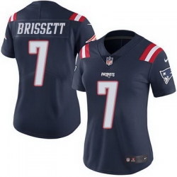 Nike Patriots #7 Jacoby Brissett Navy Blue Womens Stitched NFL Limited Rush Jersey