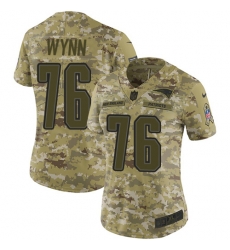 Nike Patriots #76 Isaiah Wynn Camo Women Stitched NFL Limited 2018 Salute to Service Jersey